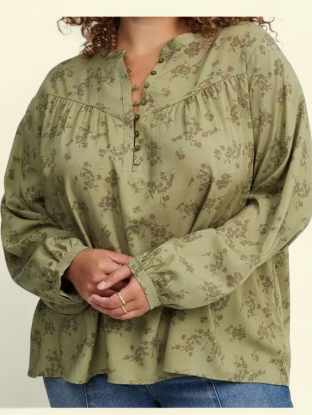 Torrid Green Floral Button Down Blouse 3x